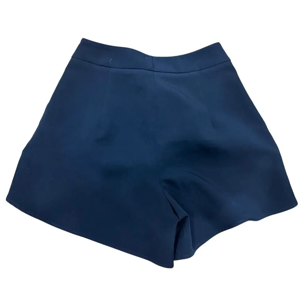 Milly Cady Petal High Waist Draped Shorts Navy Blue Size 0